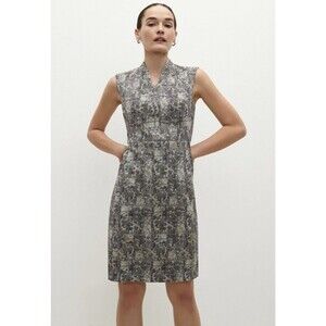 MM Lafleur Aditi Crackle Print Sheath Dress in Black and Cream NEW Womens Size 6